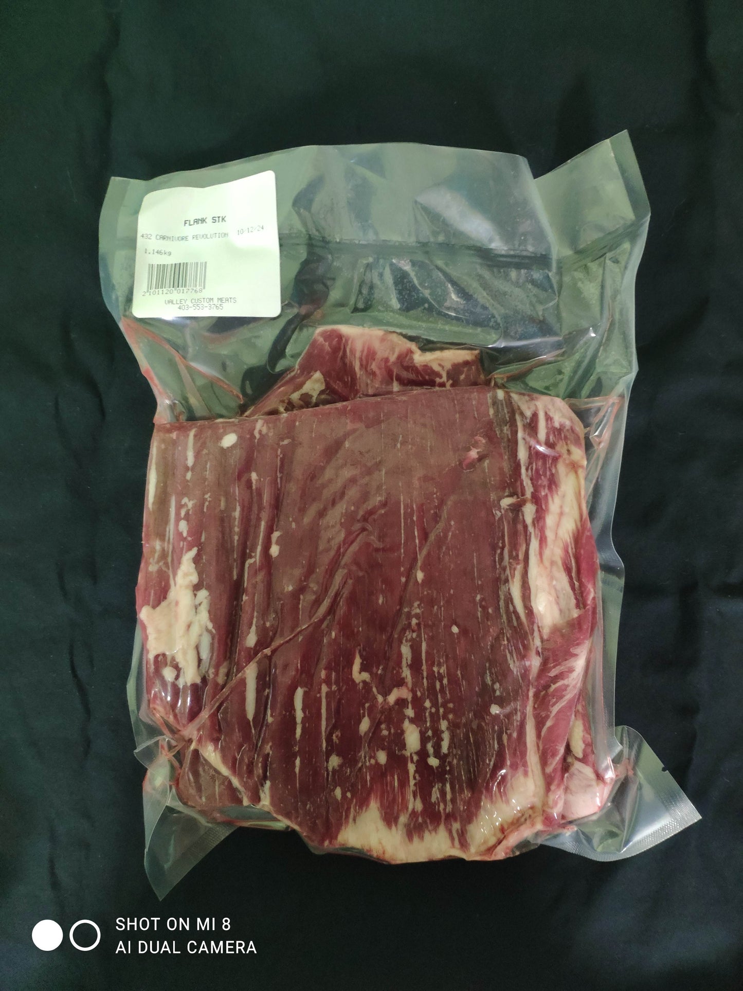 Pasture Raised Dry Aged Flank Steak from Southern Alberta, a great meal for a Carnivore.