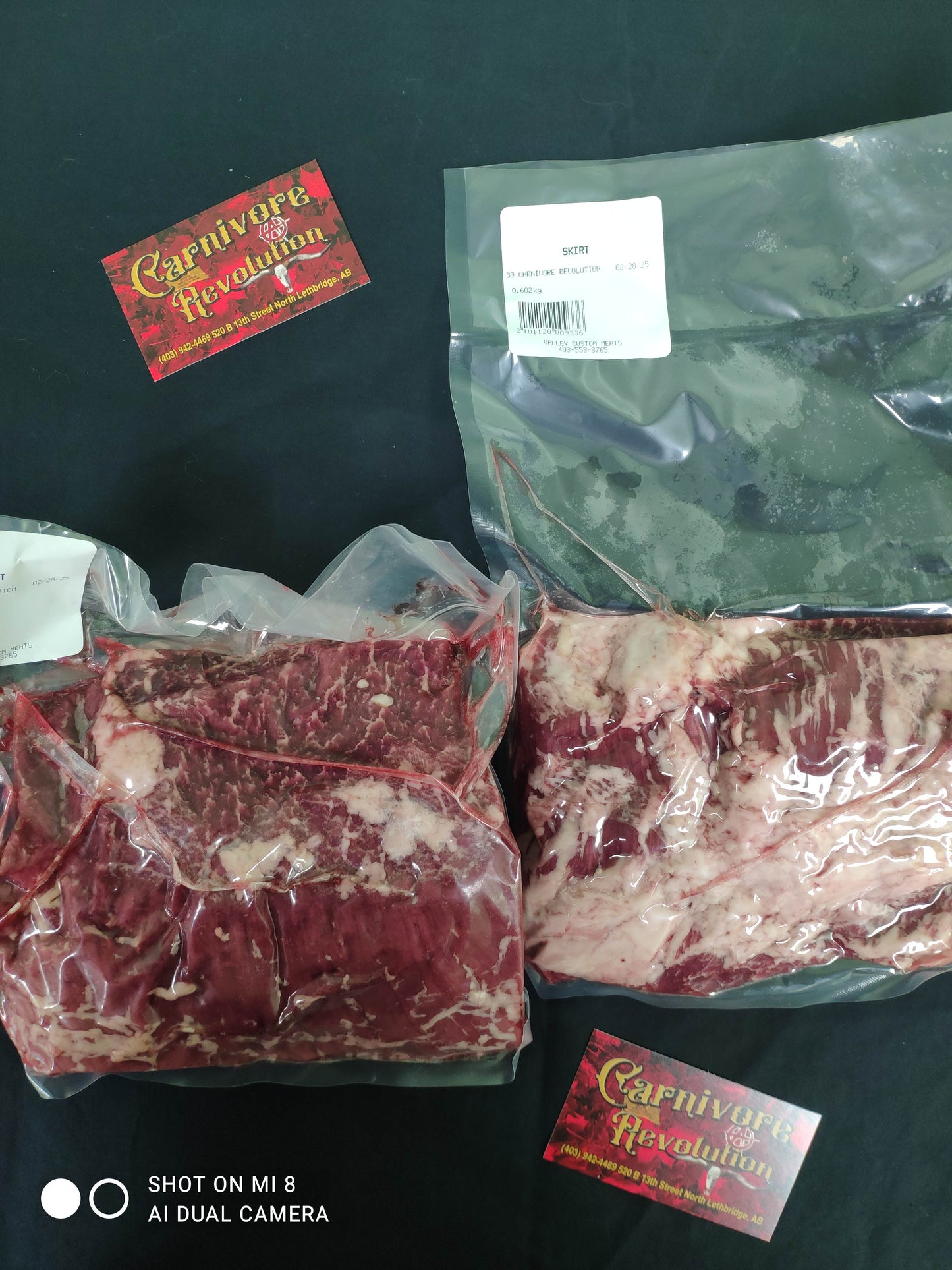 Pasture Raised, Dry aged Skirt Steak from Southern Alberta, perfect for a family meal or a solo carnivore experience.