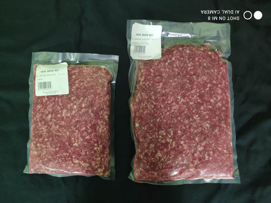 Pasture Raised, Dry Aged Prime Grind, a combination of Brisket, Blade, and all Round Cuts mixed to a 75/25 protein to fat ratio, the best meal for any carnivore. From Southern Alberta Beef.