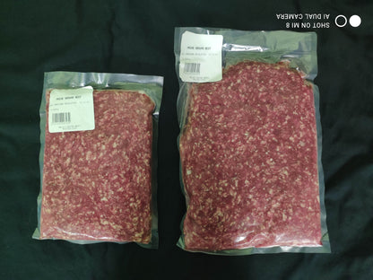 Pasture Raised, Dry Aged Prime Grind, a combination of Brisket, Blade, and all Round Cuts mixed to a 75/25 protein to fat ratio, the best meal for any carnivore. From Southern Alberta Beef.