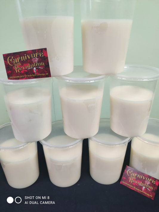 3x wet rendered pasture raised tallow in Southern Alberta.