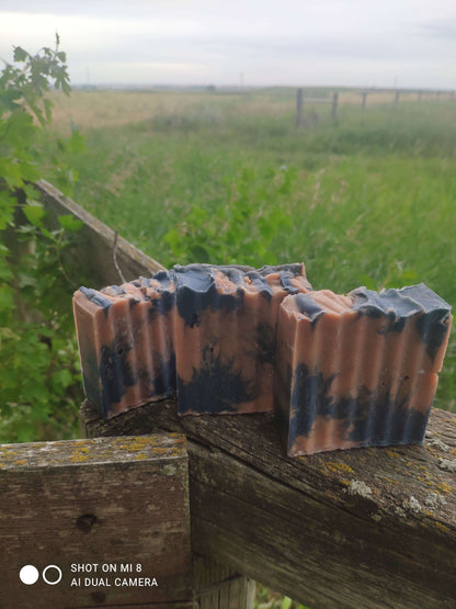 Root Beer scented 3x wet rendered pasture raised tallow soap bars, in Southern Alberta.